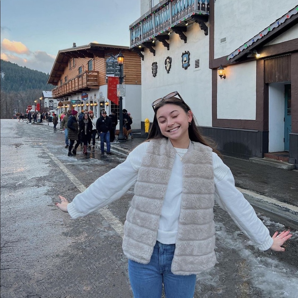 Beige Tan Faux Fur Puff Vest